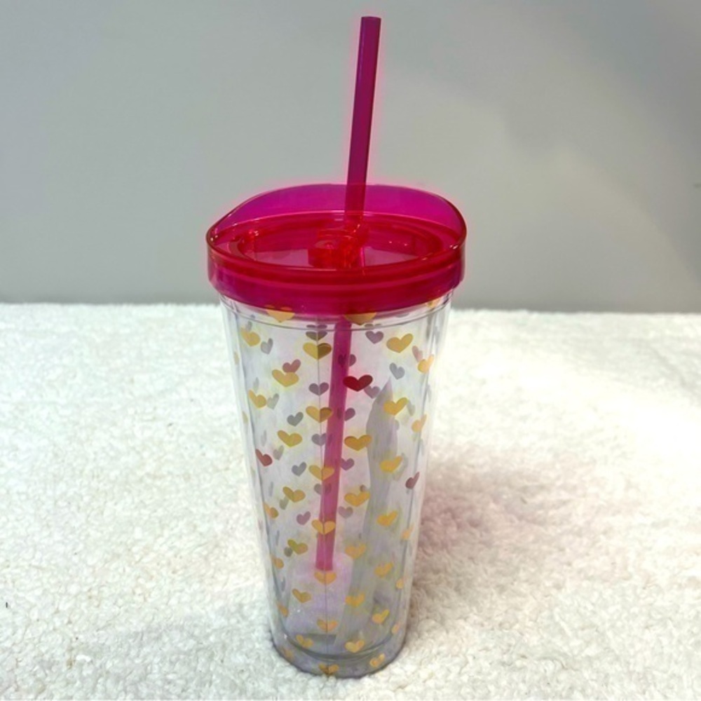 Slant “Gold Hearts” Double Wall Acrylic Drinking Glass